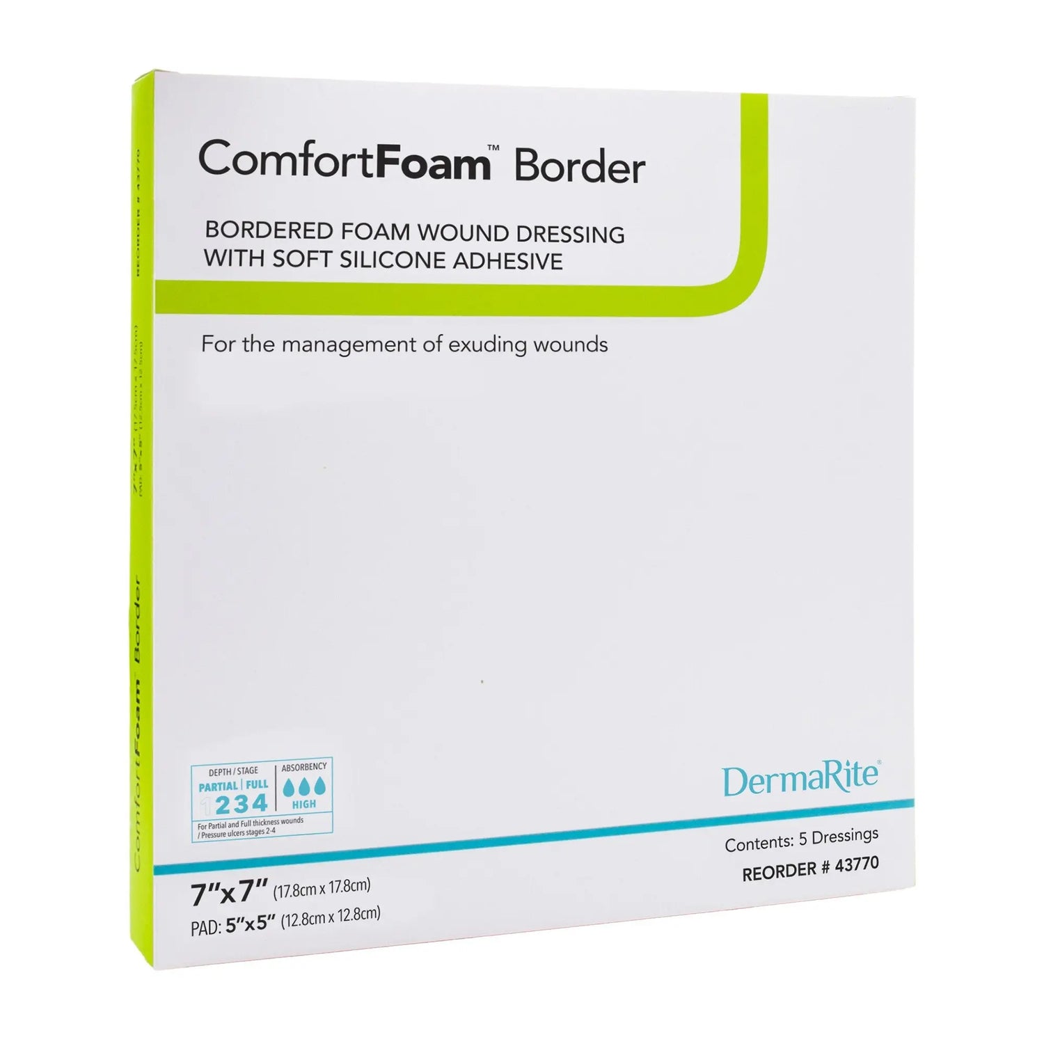 ComfortFoam™ Border Silicone Adhesive with Border Silicone Foam Dressing, 7 x 7 Inch ComfortFoam™ Border