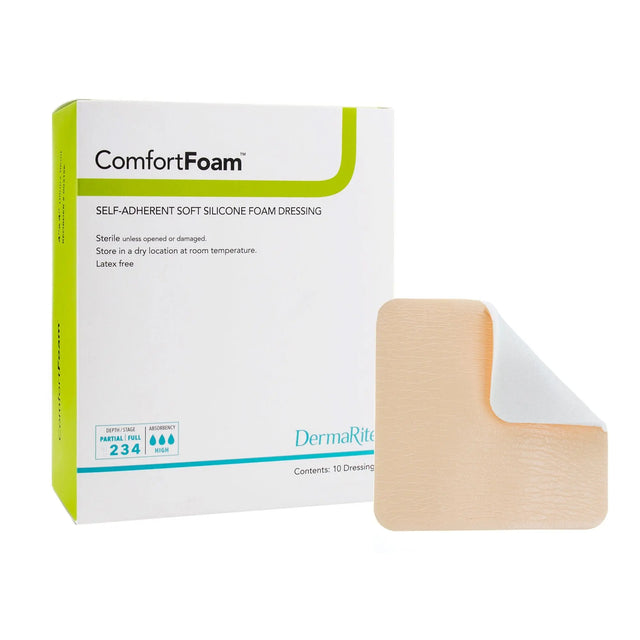 ComfortFoam™ Silicone Adhesive without Border Silicone Foam Dressing, 3 x 3 Inch ComfortFoam™