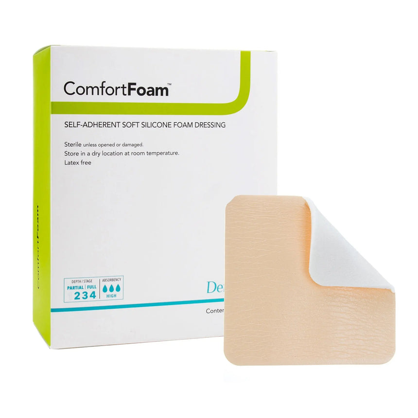 ComfortFoam™ Silicone Adhesive without Border Silicone Foam Dressing, 4 x 5 Inch ComfortFoam™