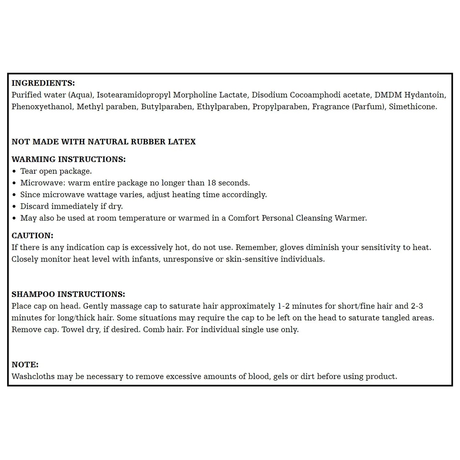 Comfort® Rinse-Free Shampoo Cap, Powder Scent Comfort®