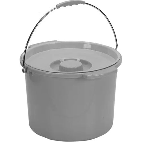 Commode Pail With Lid 12 Quart  Gray Movility LLC- CM