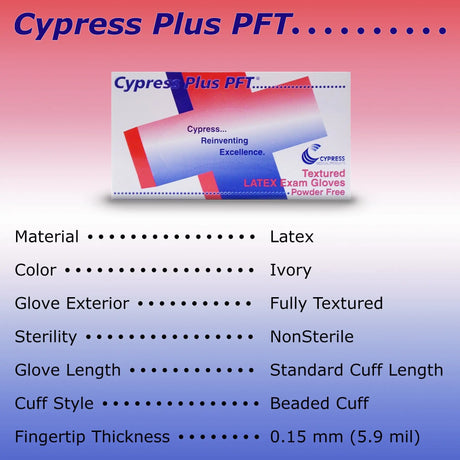 Cypress Plus® PFT Latex Exam Glove, Small, Ivory Cypress Plus® PFT