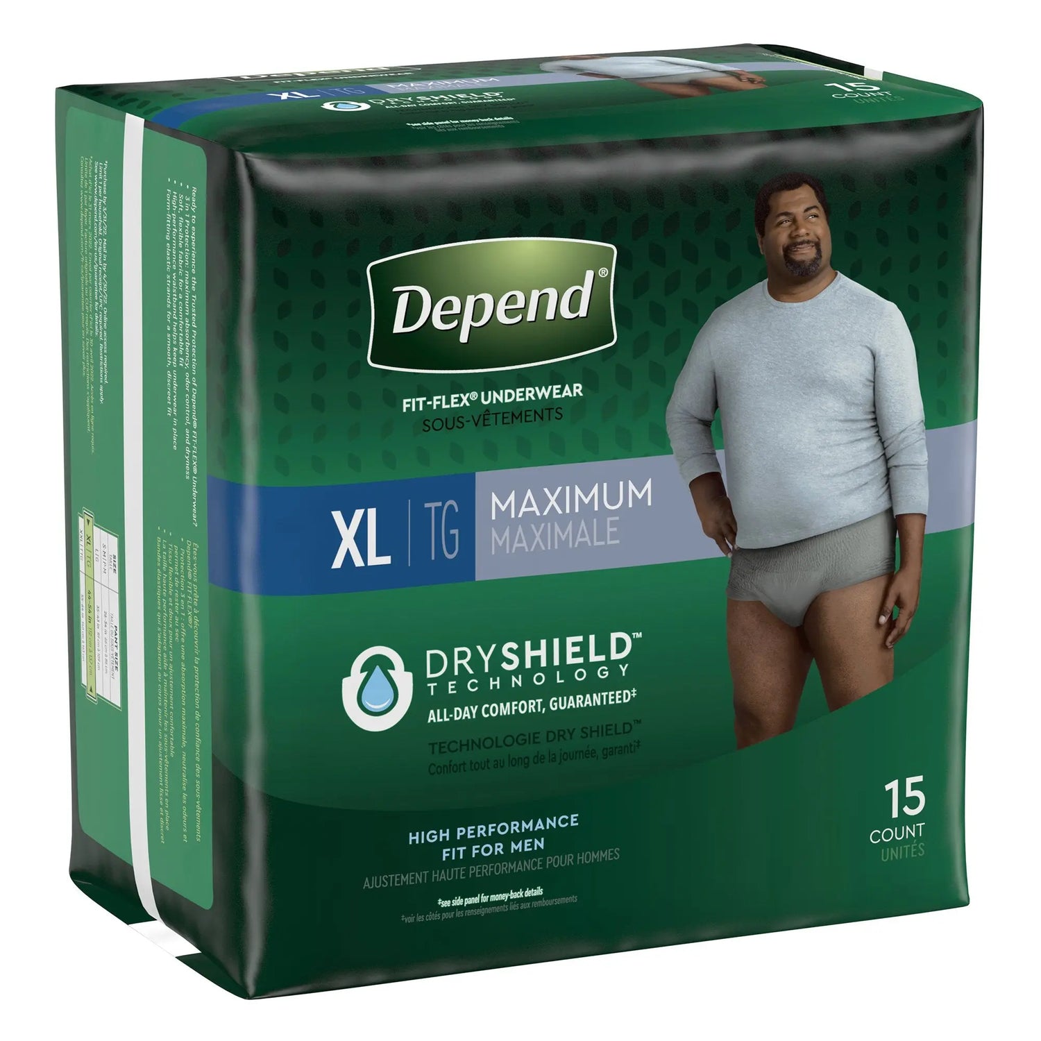 Depend FIT-FLEX Absorbent Underwear for Men, 44" to 64" Waist, X-Large Depend® FIT-FLEX®
