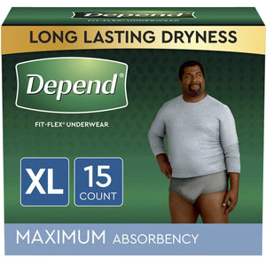 Depend FIT-FLEX Absorbent Underwear for Men, 44" to 64" Waist, X-Large Depend® FIT-FLEX®