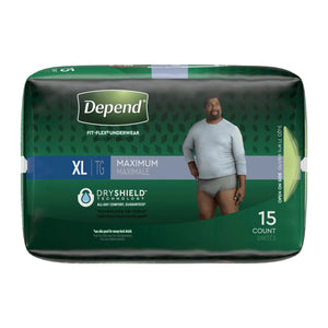Depend FIT-FLEX Absorbent Underwear for Men, 44" to 64" Waist, X-Large Depend® FIT-FLEX®