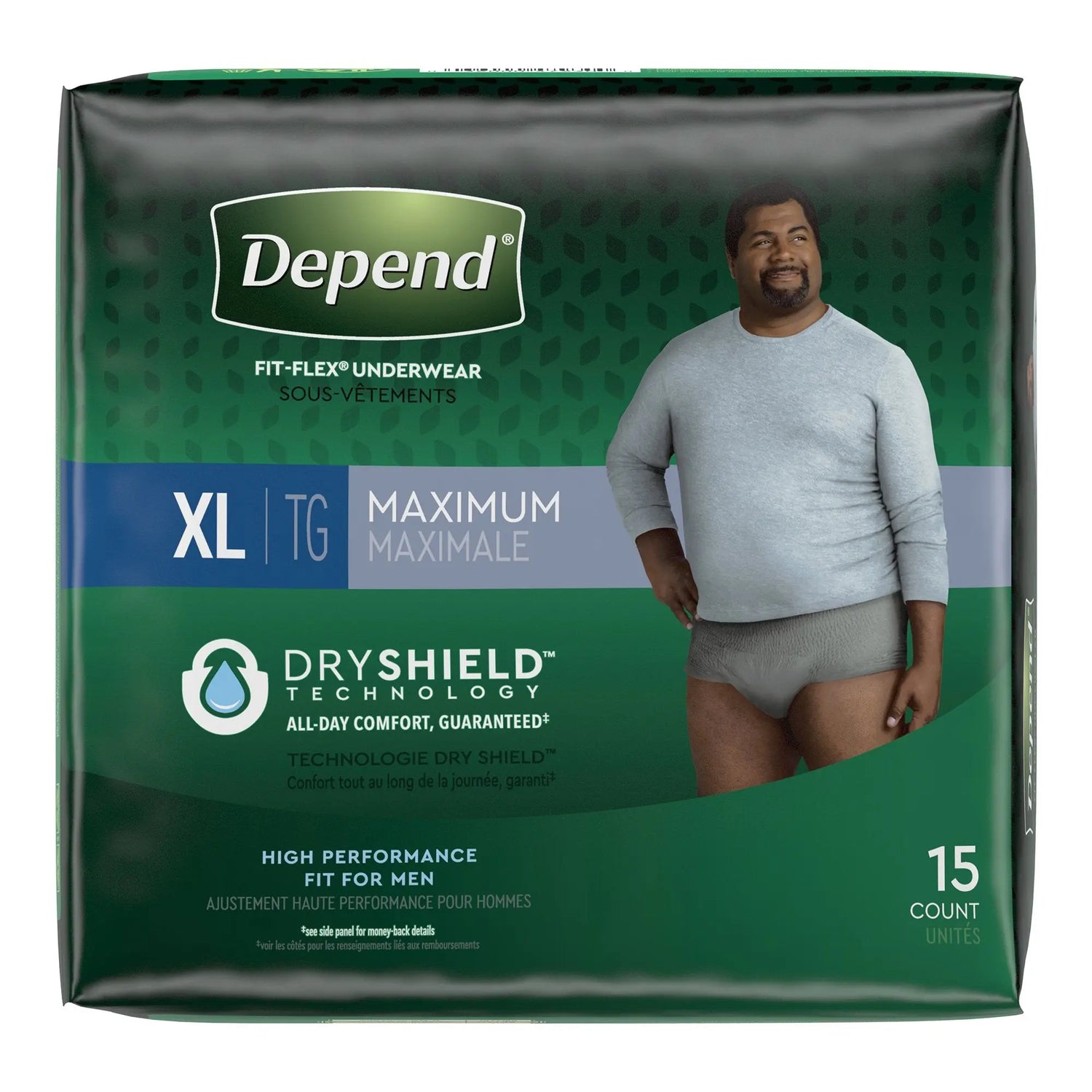 Depend FIT-FLEX Absorbent Underwear for Men, 44" to 64" Waist, X-Large Depend® FIT-FLEX®