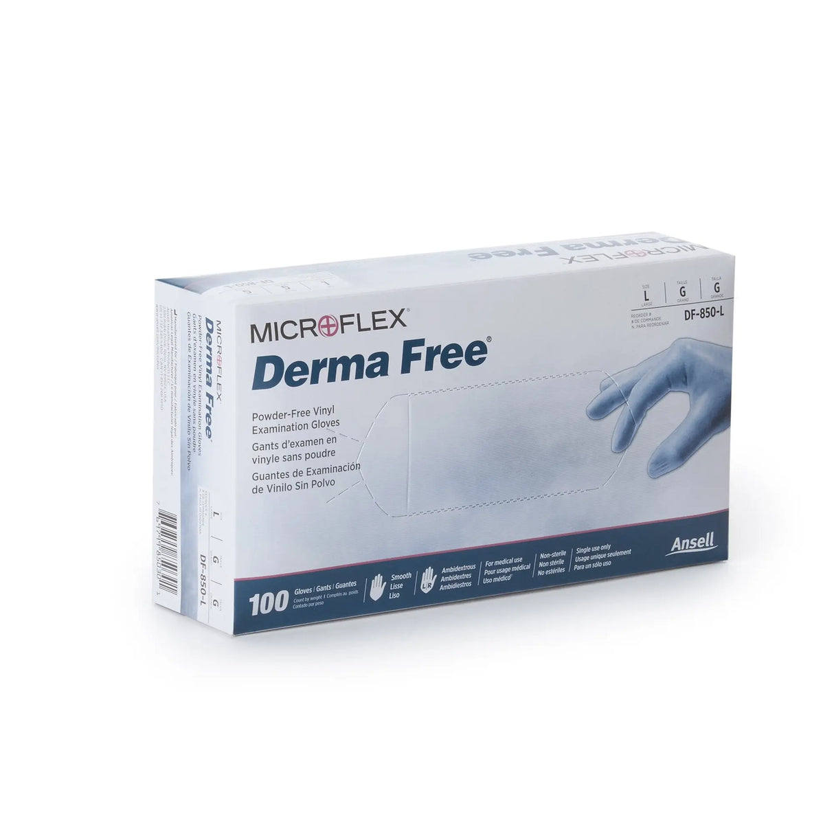 Derma Free™ Vinyl Exam Glove, Large, Clear Derma Free™