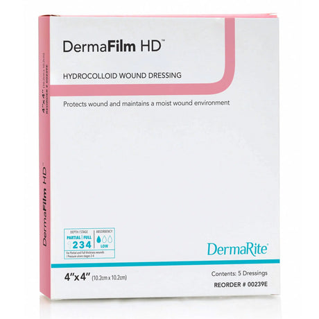 DermaFilm® HD Hydrocolloid Dressing, 4 x 4 Inch DermaFilm® HD