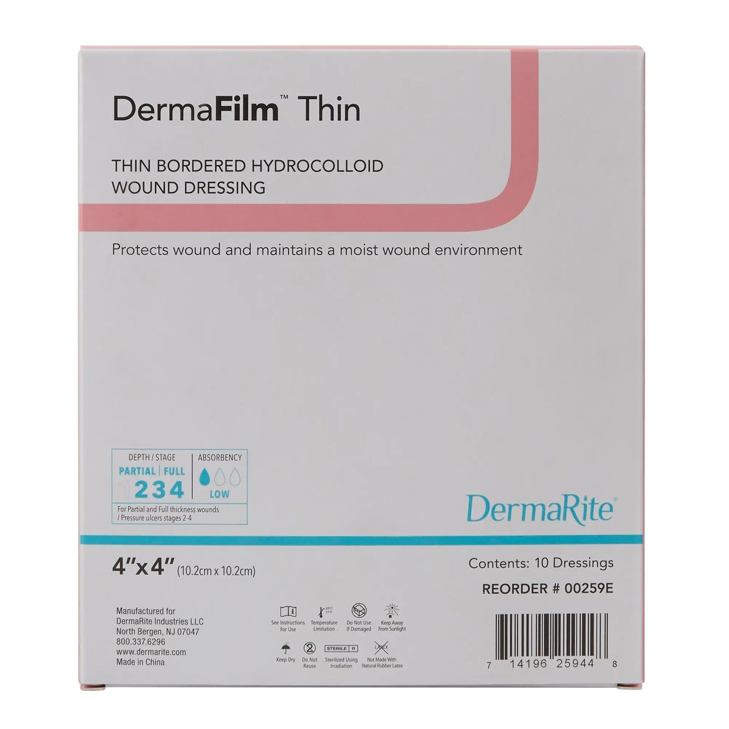 DermaFilm® Hydrocolloid Dressing, 4 x 4 Inch DermaFilm®