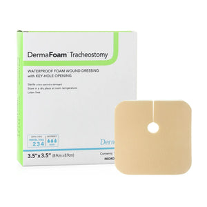 DermaFoam® Tracheostomy Nonadhesive without Border Foam Dressing, 3½ x 3½ Inch DermaFoam® Tracheostomy