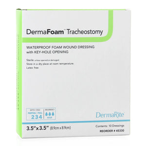 DermaFoam® Tracheostomy Nonadhesive without Border Foam Dressing, 3½ x 3½ Inch DermaFoam® Tracheostomy