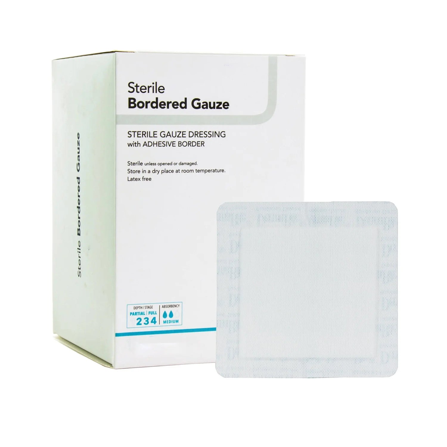 DermaRite® Bordered Gauze White Adhesive Dressing, 2 x 2 Inch - getMovility