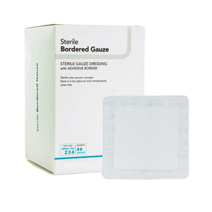 DermaRite® Bordered Gauze White Adhesive Dressing, 2 x 2 Inch - getMovility