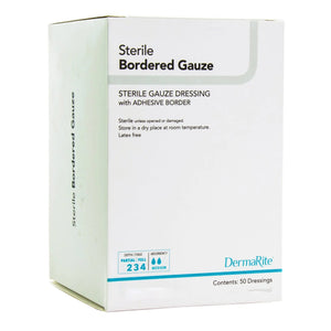 DermaRite® Bordered Gauze White Adhesive Dressing, 2 x 2 Inch - getMovility