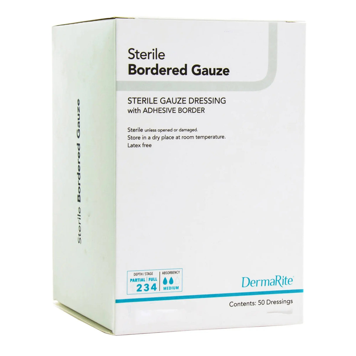 DermaRite® Bordered Gauze White Adhesive Dressing, 2 x 2 Inch DermaRite® Bordered Gauze