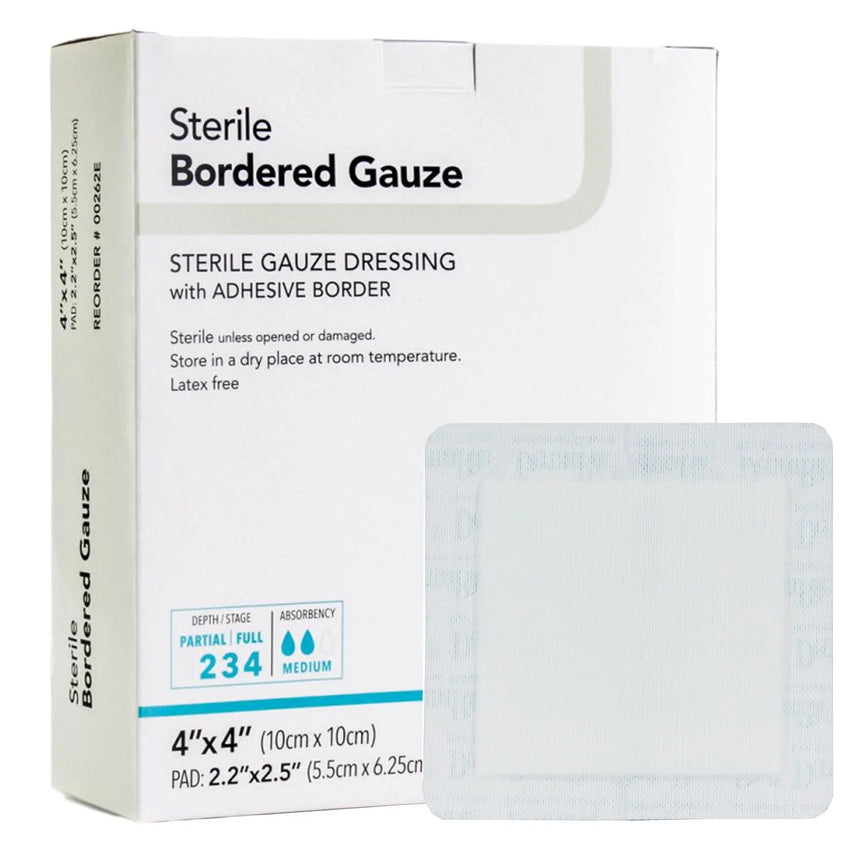 DermaRite® Bordered Gauze White Adhesive Dressing, 4 x 4 Inch - getMovility