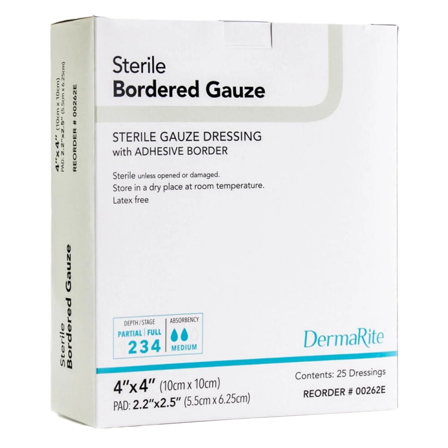 DermaRite® Bordered Gauze White Adhesive Dressing, 4 x 4 Inch - getMovility
