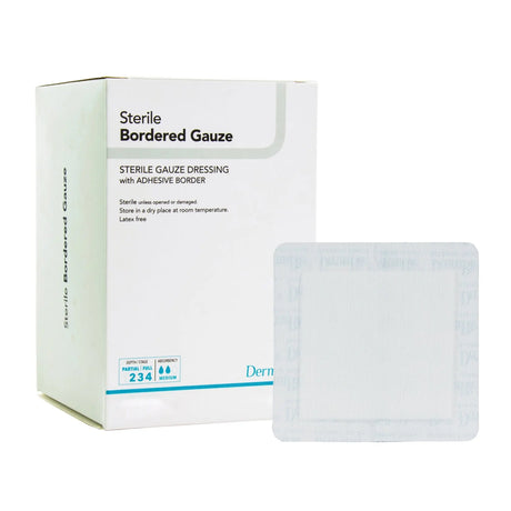 DermaRite® Sterile Gauze Adhesive Dressing, 4 x 10 Inch DermaRite® Bordered Gauze