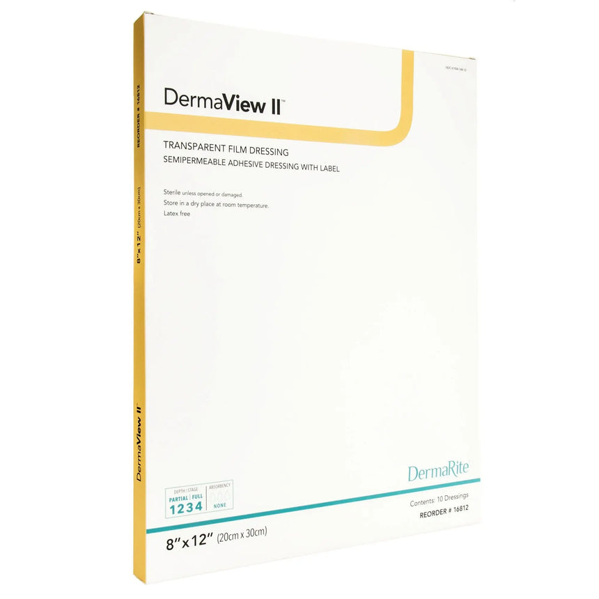 DermaView II™ Transparent Film Dressing with Border, 8 x 12 Inch DermaView II™
