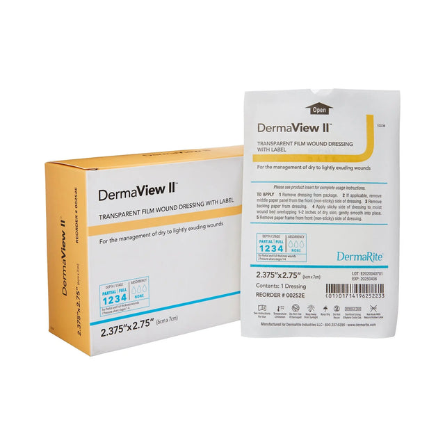 DermaView II™ Transparent Film Dressing, 6 x 7 Centimeter DermaView II™