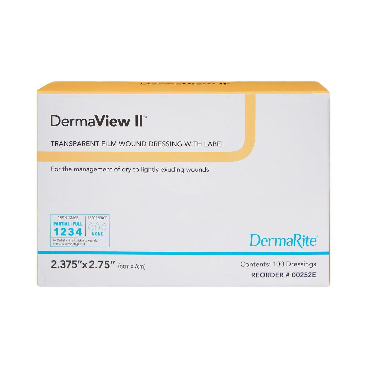 DermaView II™ Transparent Film Dressing, 6 x 7 Centimeter DermaView II™