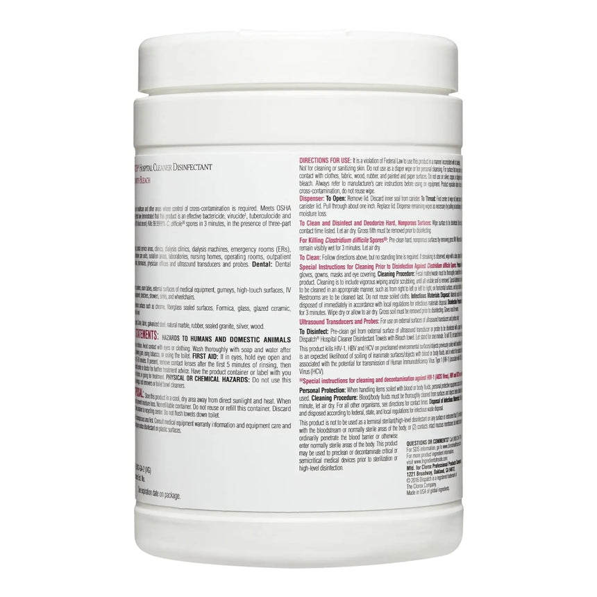 Dispatch® Surface Disinfectant Cleaner with Bleach, Canister Dispatch® with Bleach