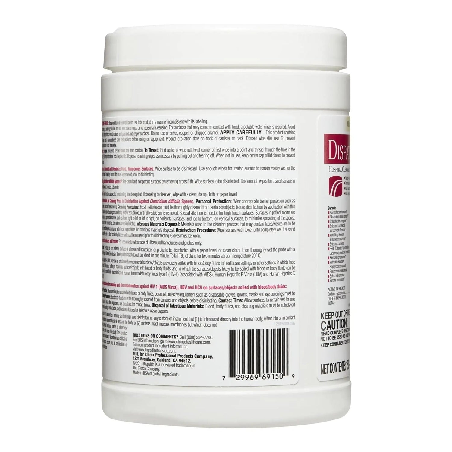 Dispatch® Surface Disinfectant Cleaner with Bleach, Canister Dispatch® with Bleach