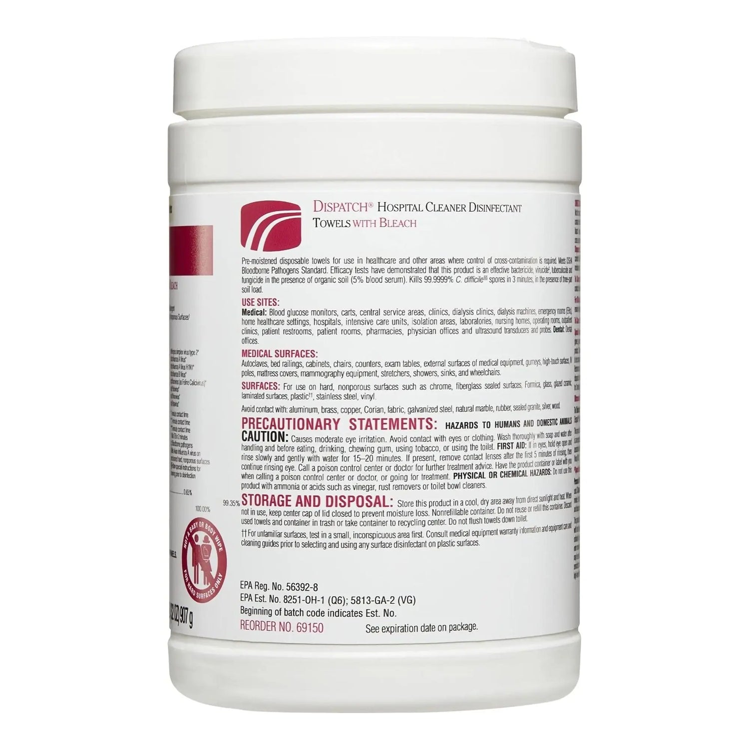 Dispatch® Surface Disinfectant Cleaner with Bleach, Canister Dispatch® with Bleach