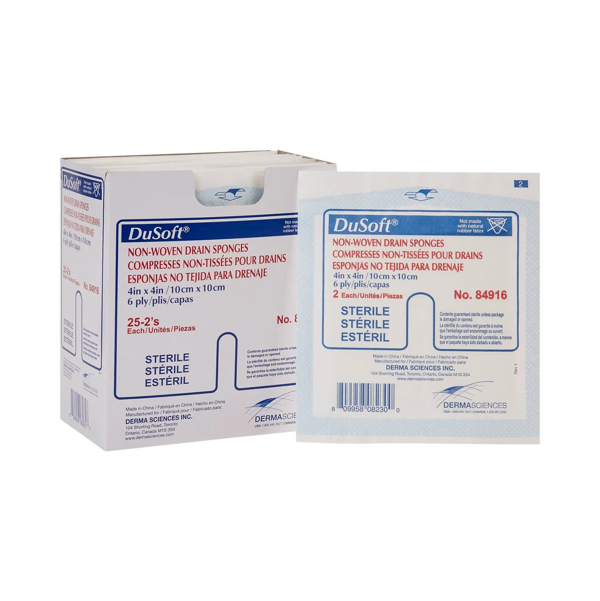 Dumex IV/Drain Split Dressing, 4 x 4 Inch DuSoft®