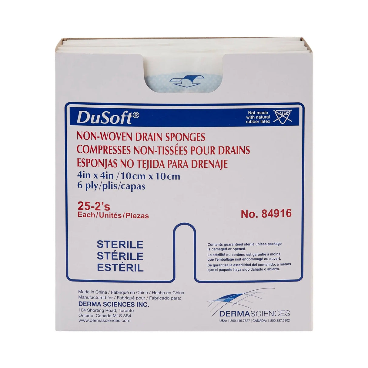 Dumex IV/Drain Split Dressing, 4 x 4 Inch DuSoft®