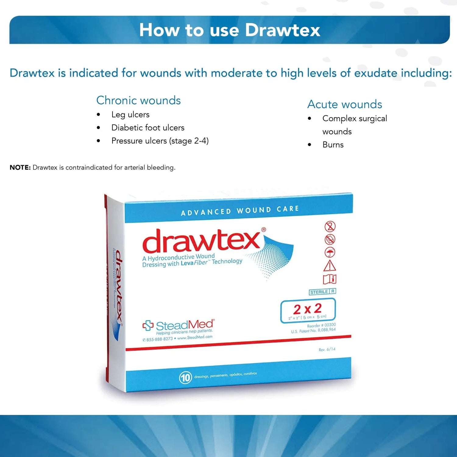 Drawtex Non-Adherent Dressing, 2 x 2 inch
