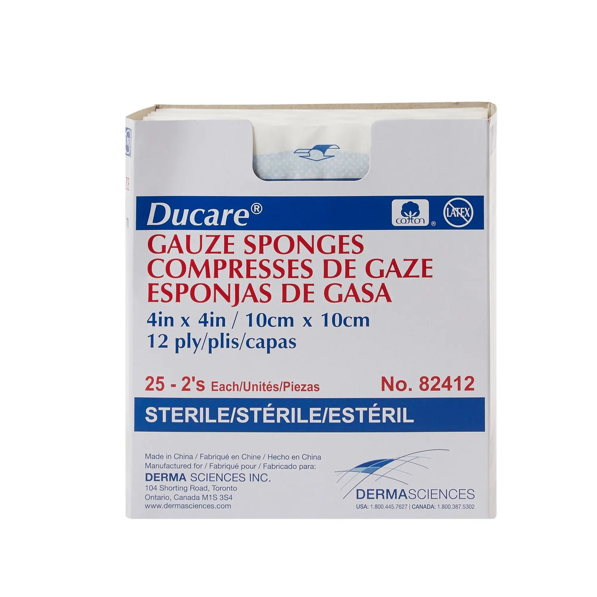 Ducare Sterile Gauze Sponge, 4 x 4 Inch, 12-Ply Ducare