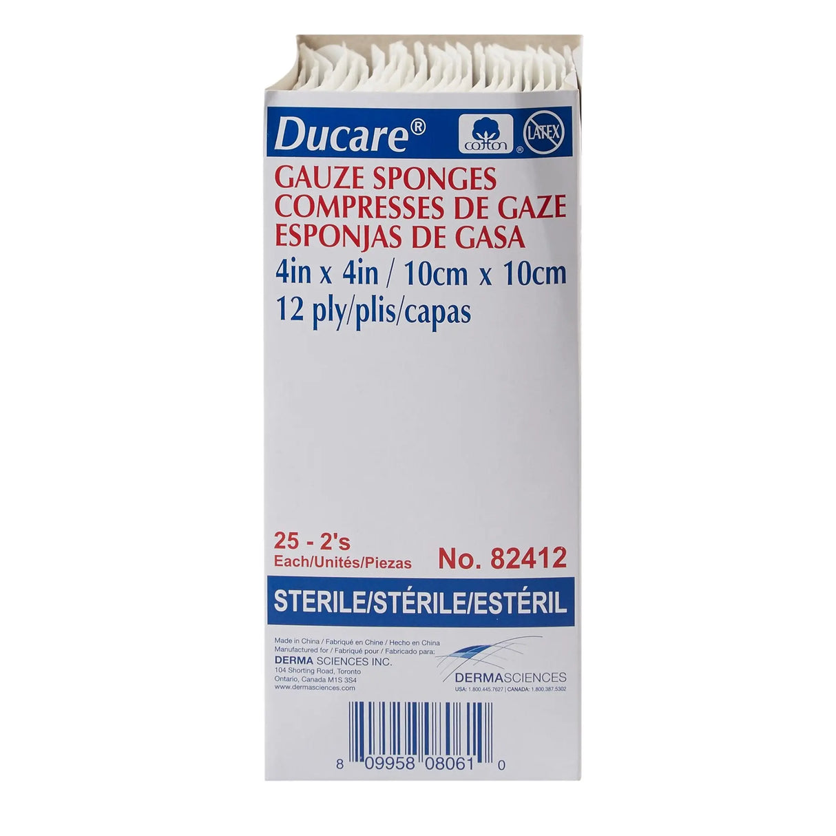 Ducare Sterile Gauze Sponge, 4 x 4 Inch, 12-Ply Ducare