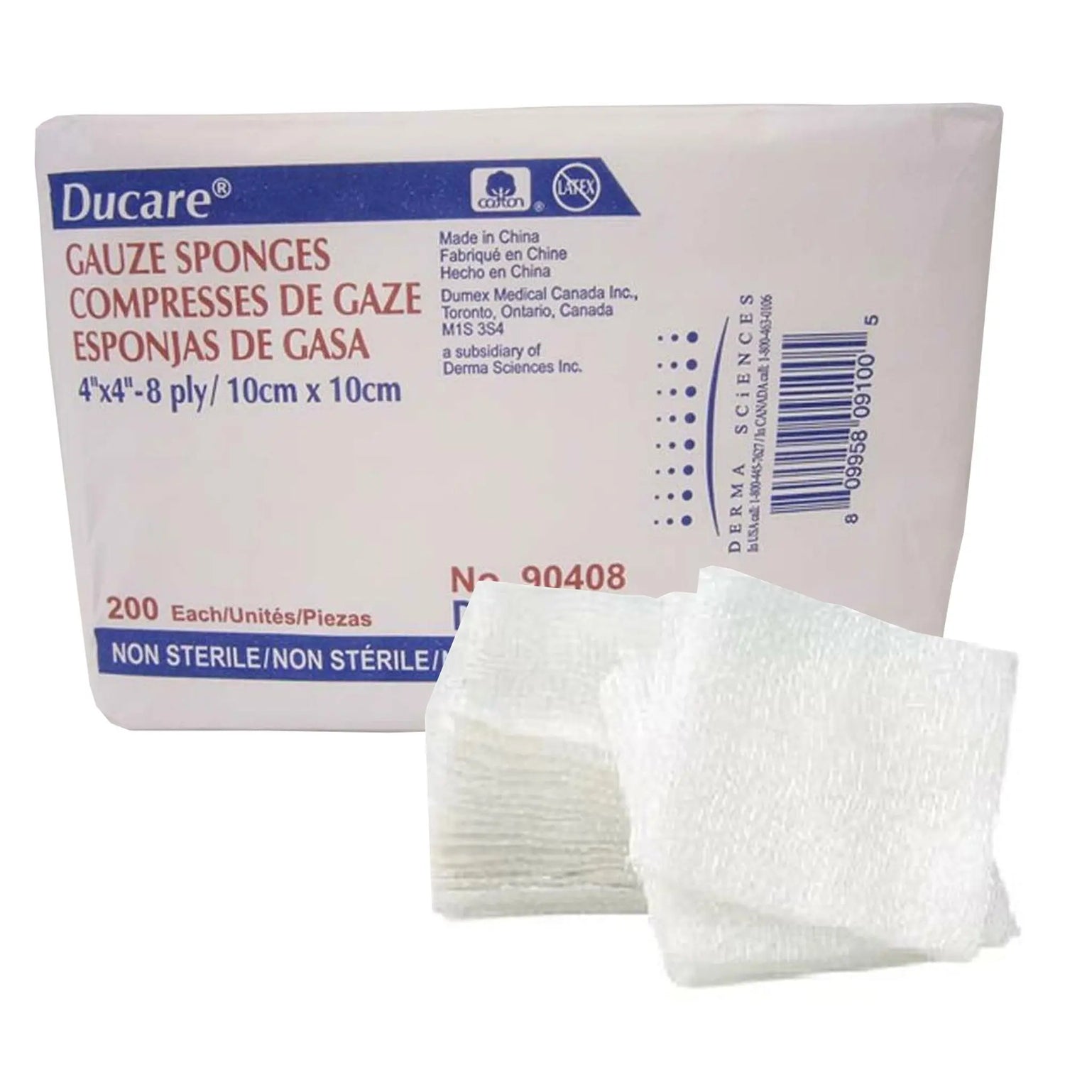 Ducare USP Type VII Gauze Sponge, 4 x 4 Inch, 8-Ply Ducare