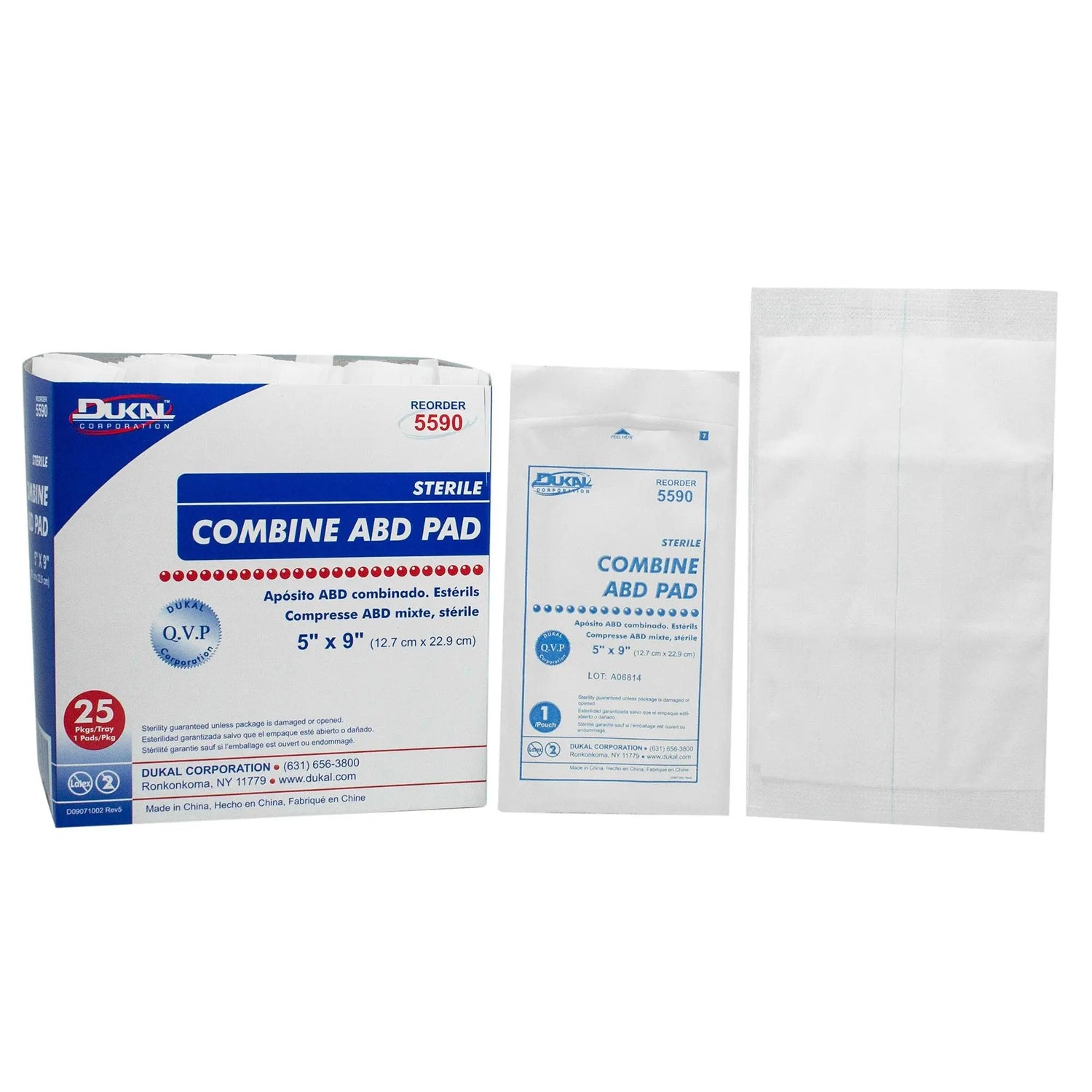 Dukal™ Sterile Abdominal Pad, 5 x 9 Inch, 1-Ply Dukal™
