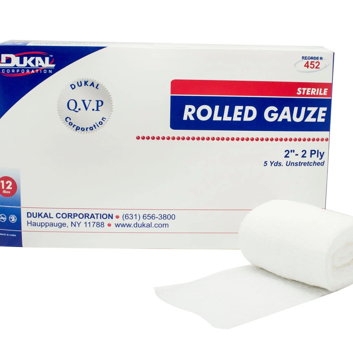 Dukal™ Sterile Fluff Bandage Roll, 2 Inch x 5 Yard, 2-Ply Dukal™