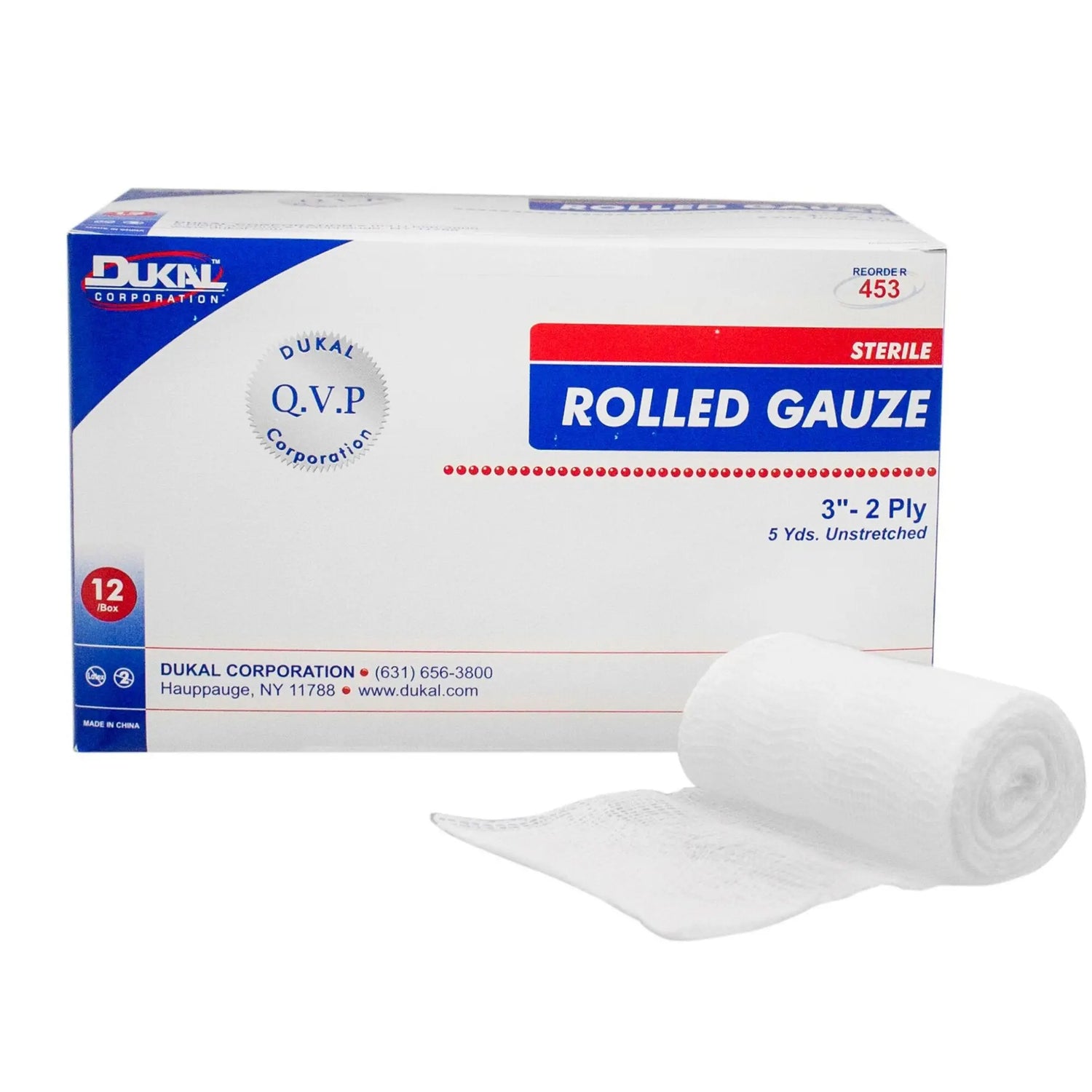 Dukal™ Sterile Fluff Bandage Roll, 3 Inch x 5 Yard, 2-Ply Dukal™