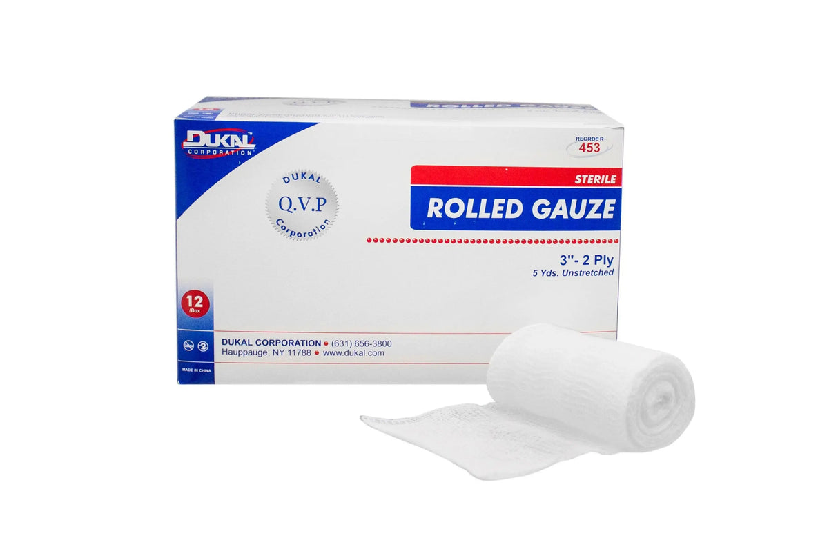 Dukal™ Sterile Fluff Bandage Roll, 3 Inch x 5 Yard, 2-Ply Dukal™