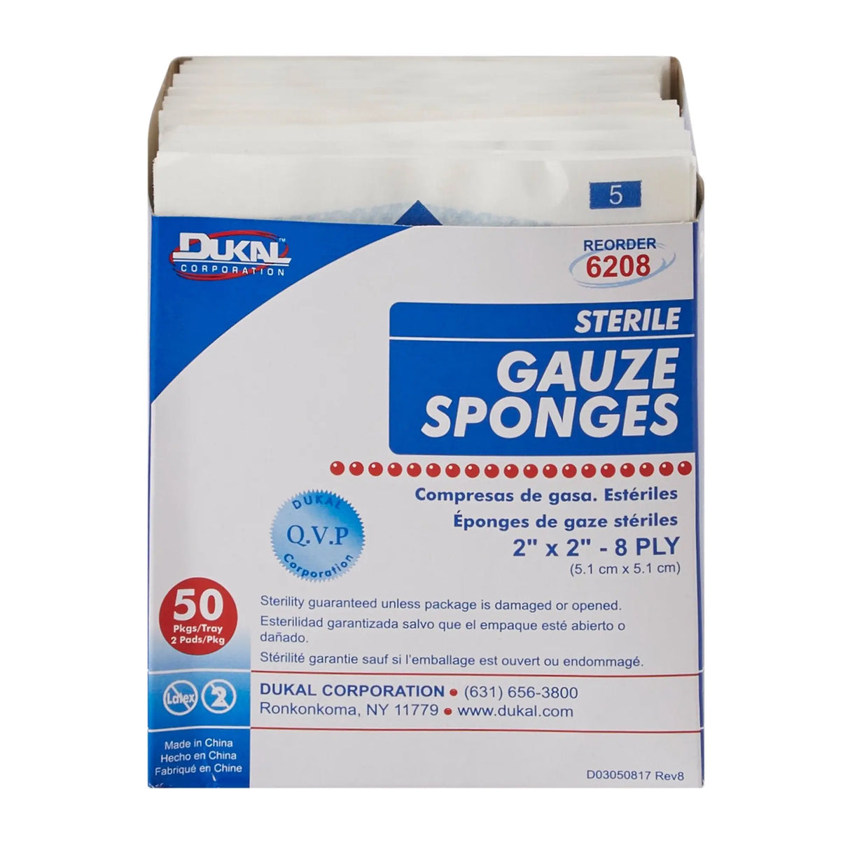 Dukal™ Sterile Gauze Sponge, 2 x 2 Inch, 8-Ply Dukal™