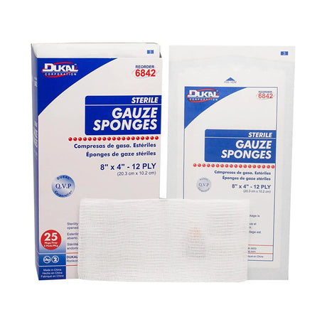 Dukal™ Sterile Gauze Sponge, 4 x 8 Inch, 12-Ply Dukal™