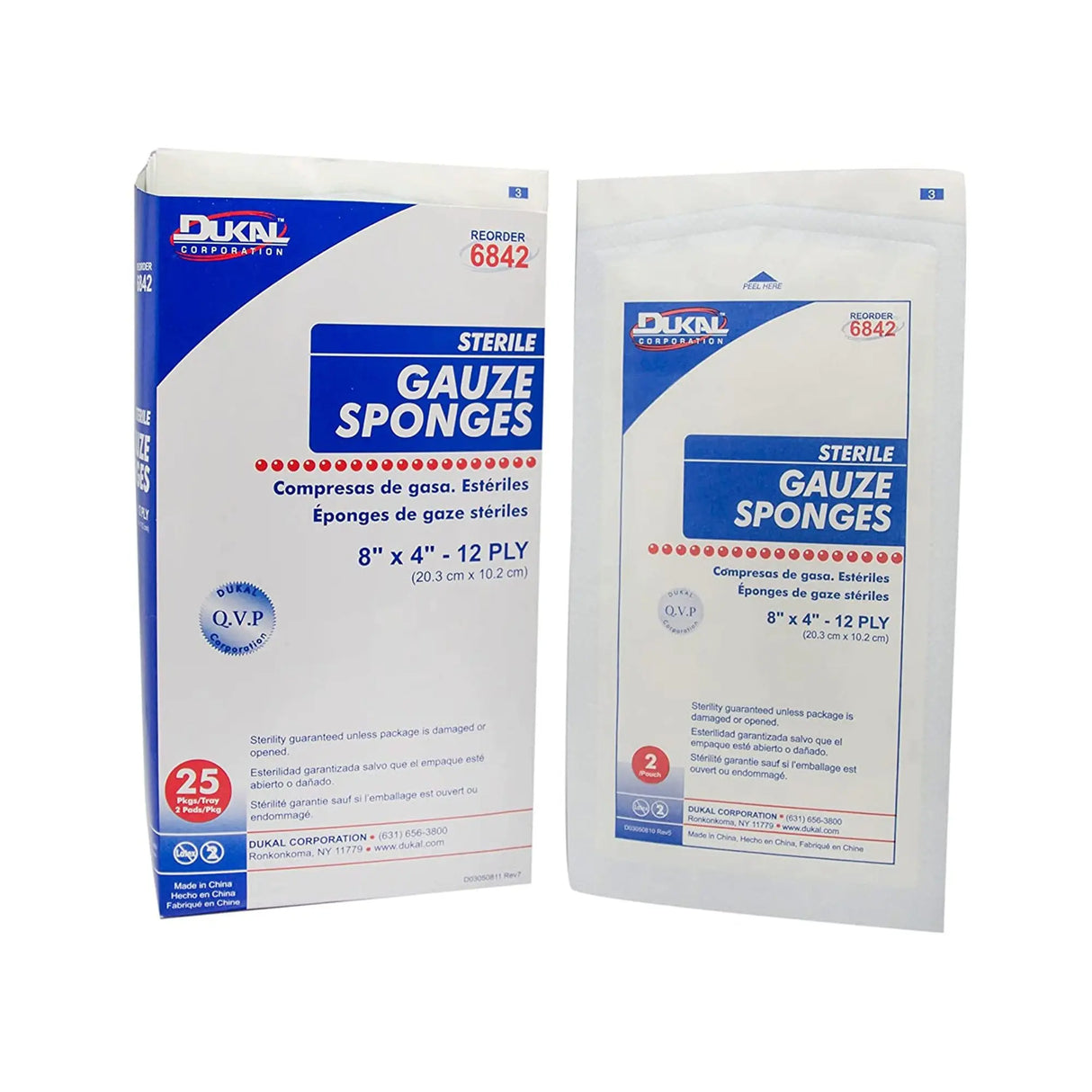 Dukal™ Sterile Gauze Sponge, 4 x 8 Inch, 12-Ply Dukal™