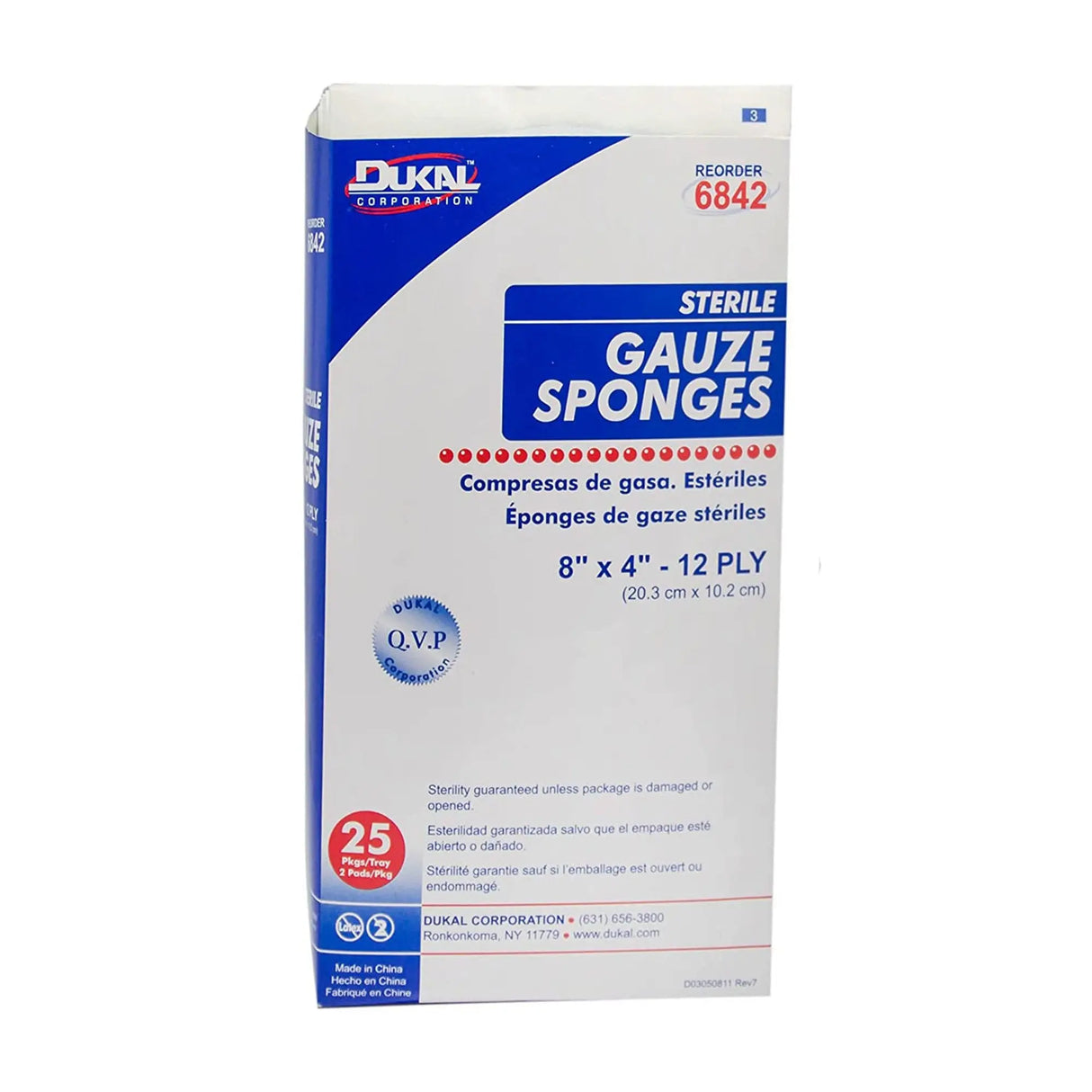 Dukal™ Sterile Gauze Sponge, 4 x 8 Inch, 12-Ply Dukal™