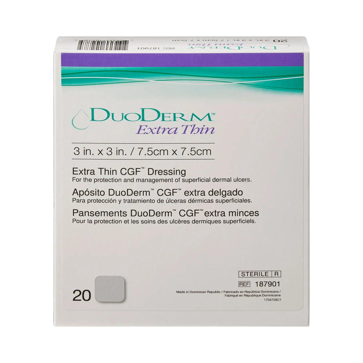 DuoDerm® Extra Thin Hydrocolloid Dressing, 3 x 3 Inch DuoDERM® Extra Thin