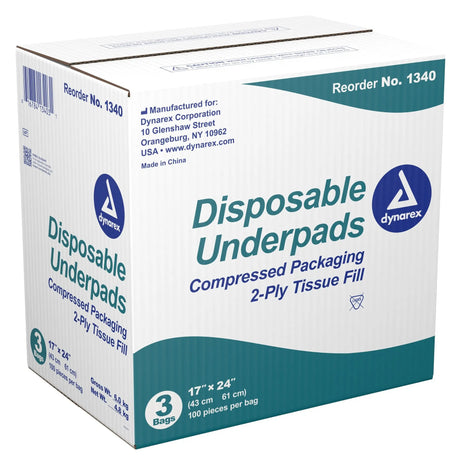 Dynarex® 2-Ply Tissue Fill Underpad, 17 x 24 Inch Dynarex®