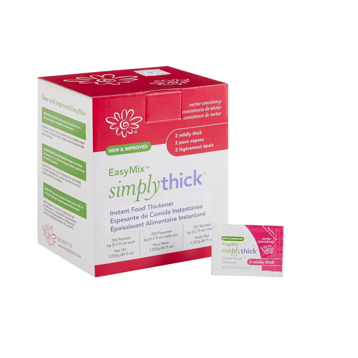 EasyMix SimplyThick Nectar Consistency Instant Food and Beverage Thickener, 6-gram Packet SimplyThick® Easy Mix