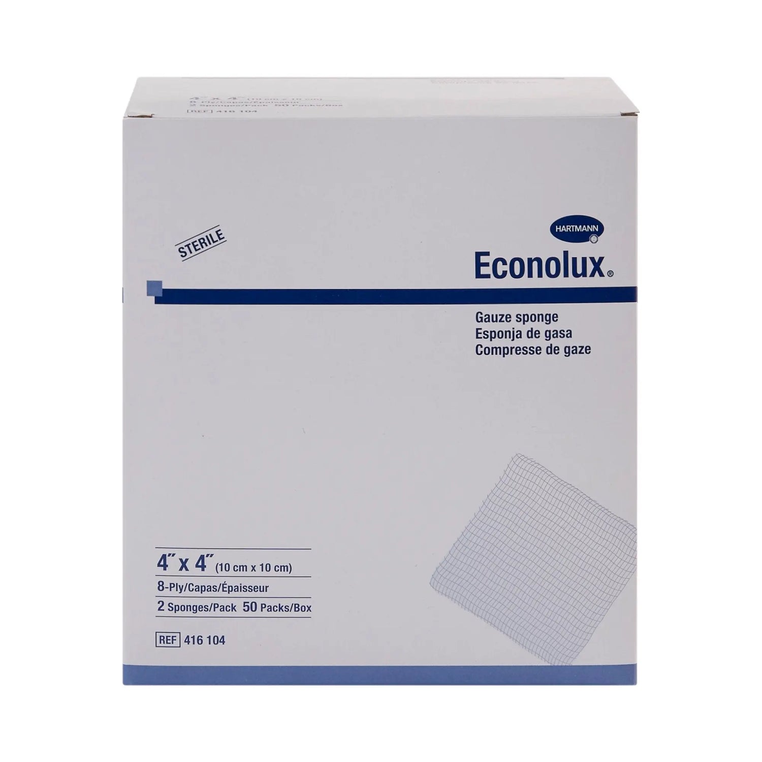 Econolux® Sterile Gauze Sponge, 4 x 4 Inch, 8-Ply Econolux®