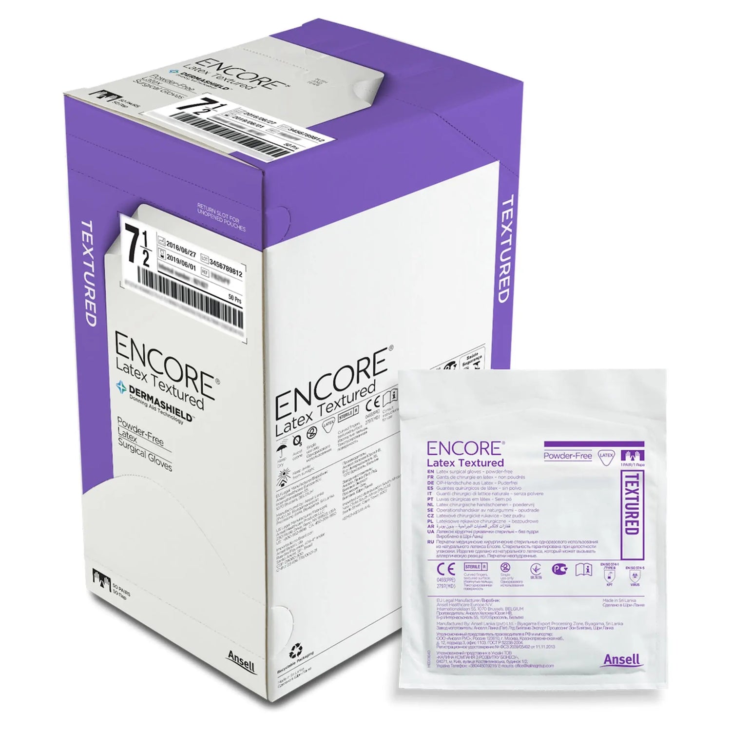 Encore® Latex Textured Surgical Glove, Size 7.5, Ivory ENCORE® Latex Textured
