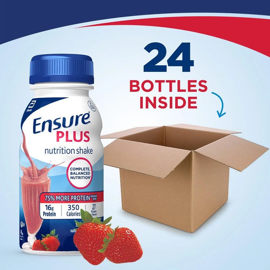 Ensure® Plus Nutrition Shake, Strawberry, 8-ounce bottle Ensure® Plus Nutrition Shake