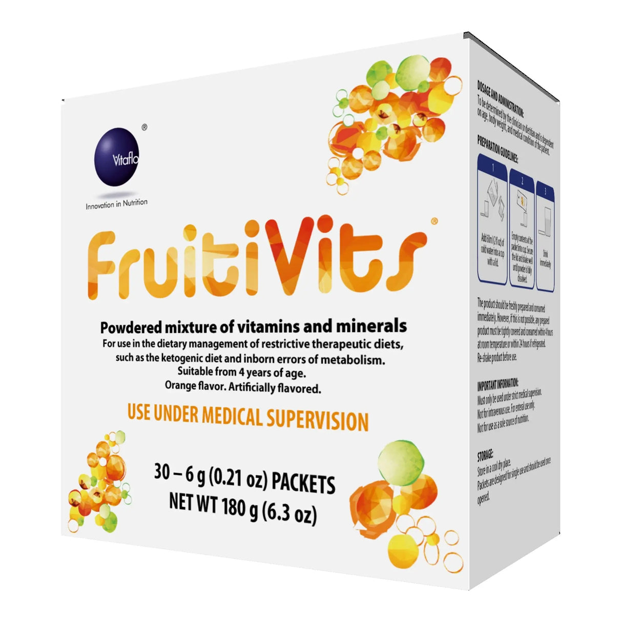 FruitiVits® Powdered Vitamins and Minerals for Restrictive Therapeutic Diets, Orange Flavor FruitiVits®