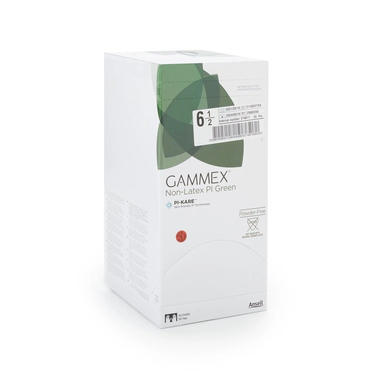 Gammex® Non-Latex PI Green Polyisoprene Surgical Glove, Size 6.5, Light Green GAMMEX® Non-Latex PI Green